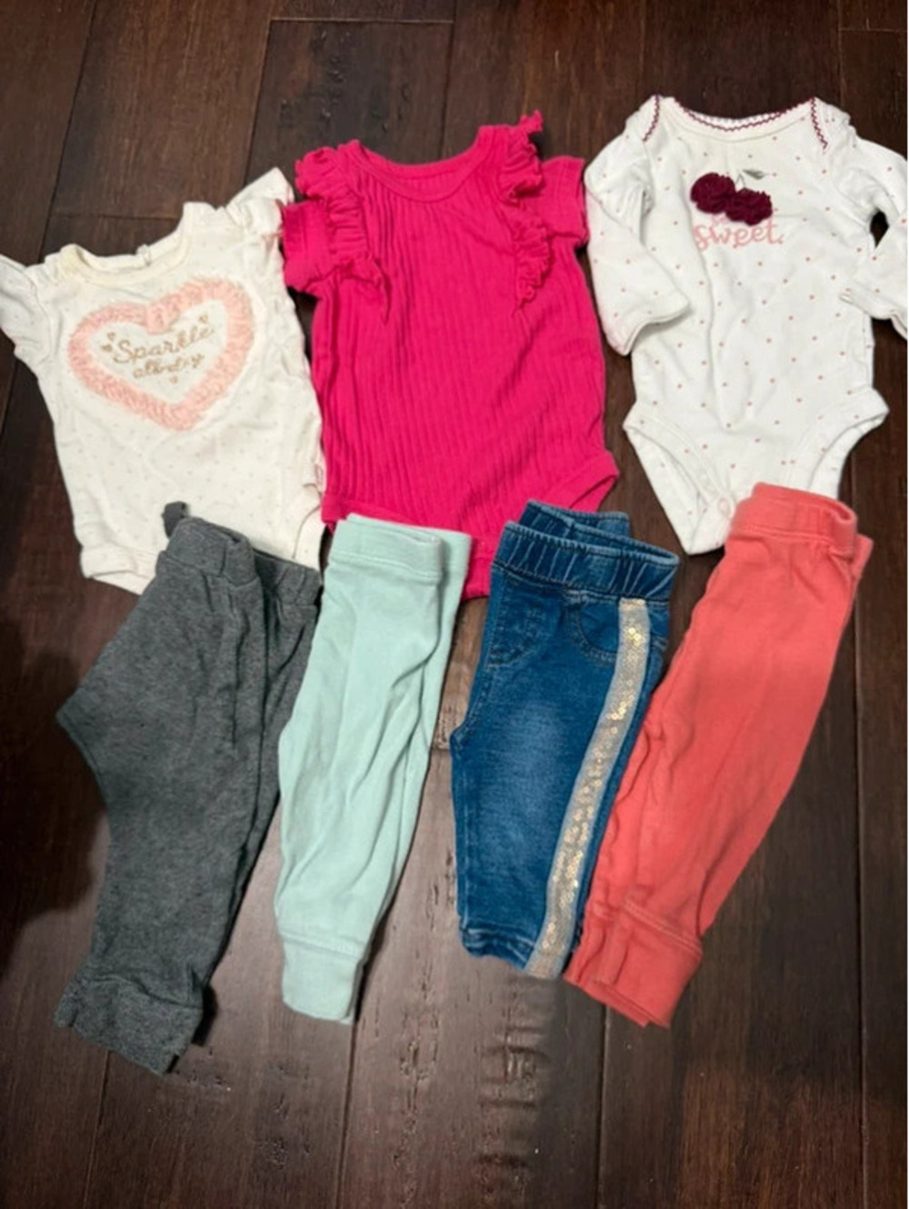 7Pc Newborn Onesie and Pant Bundle